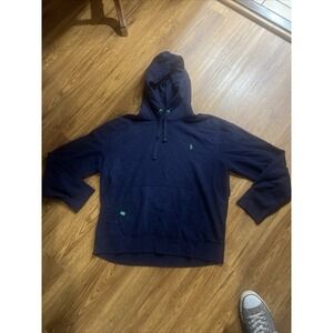 Ralph Lauren POLO  Pullover Hoodie Blue Classic with Green Pony Men's XXL